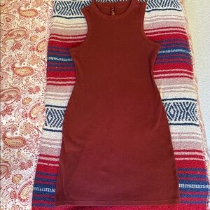 SKIMS Sleeveless Mini Dress in Deep Rust